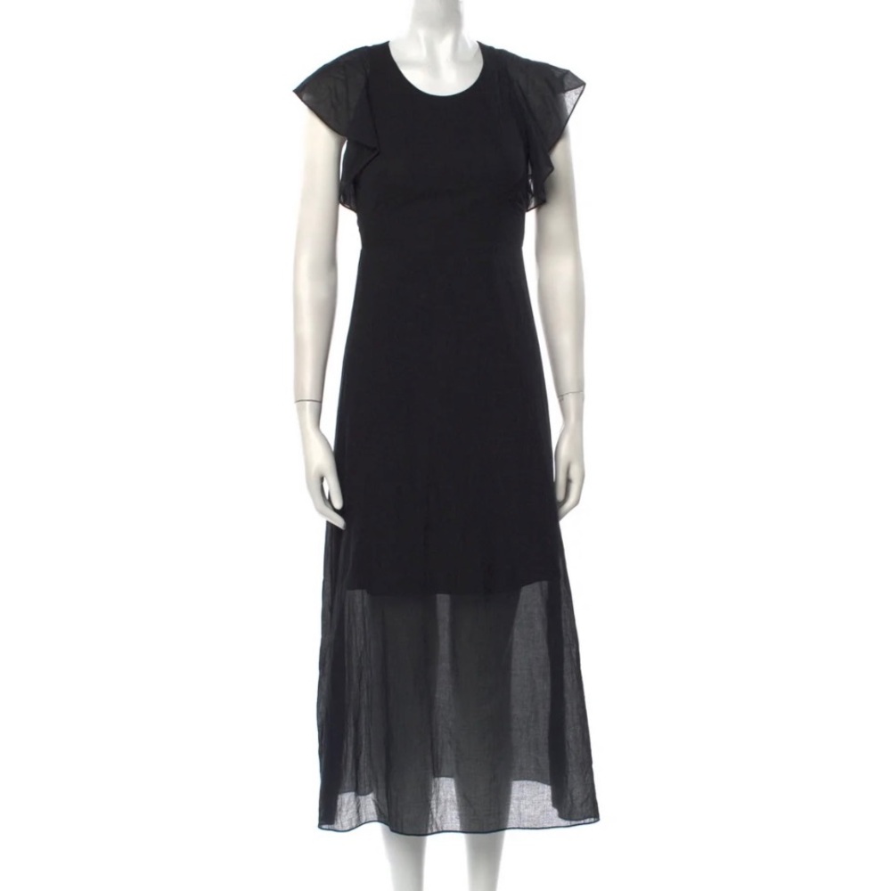 Theory Black Flutter Midi Dress